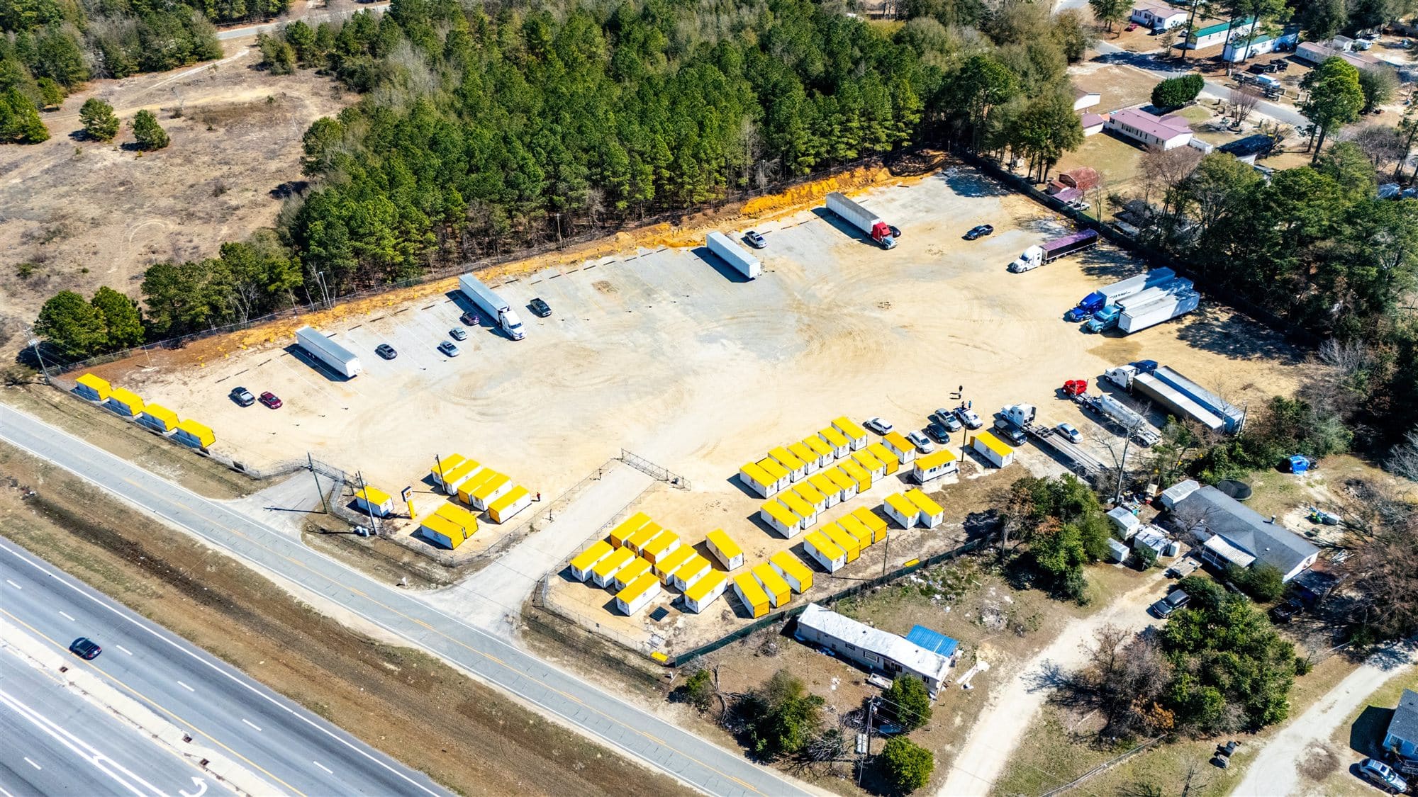 Aerial view of fleet truck parking spaces at Mile Marker Parking in Fayetteville, NC